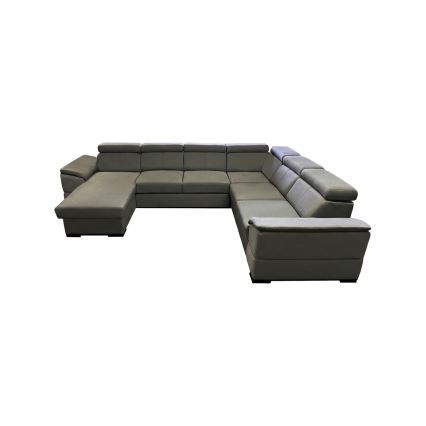 U-shaped convertible sofa bed with reversible corner and storage GRANADA dark gray