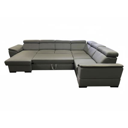 U-shaped convertible sofa bed with reversible corner and storage GRANADA dark gray
