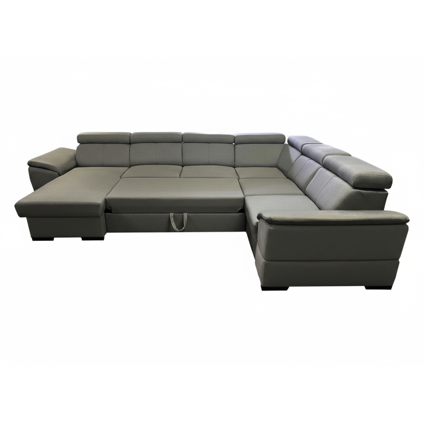 U-shaped convertible sofa bed with reversible corner and storage GRANADA dark gray