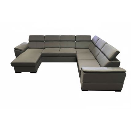 U-shaped convertible sofa bed with reversible corner and storage GRANADA dark gray