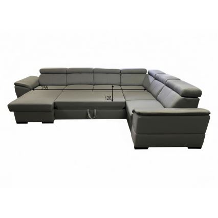 U-shaped convertible sofa bed with reversible corner and storage GRANADA dark gray