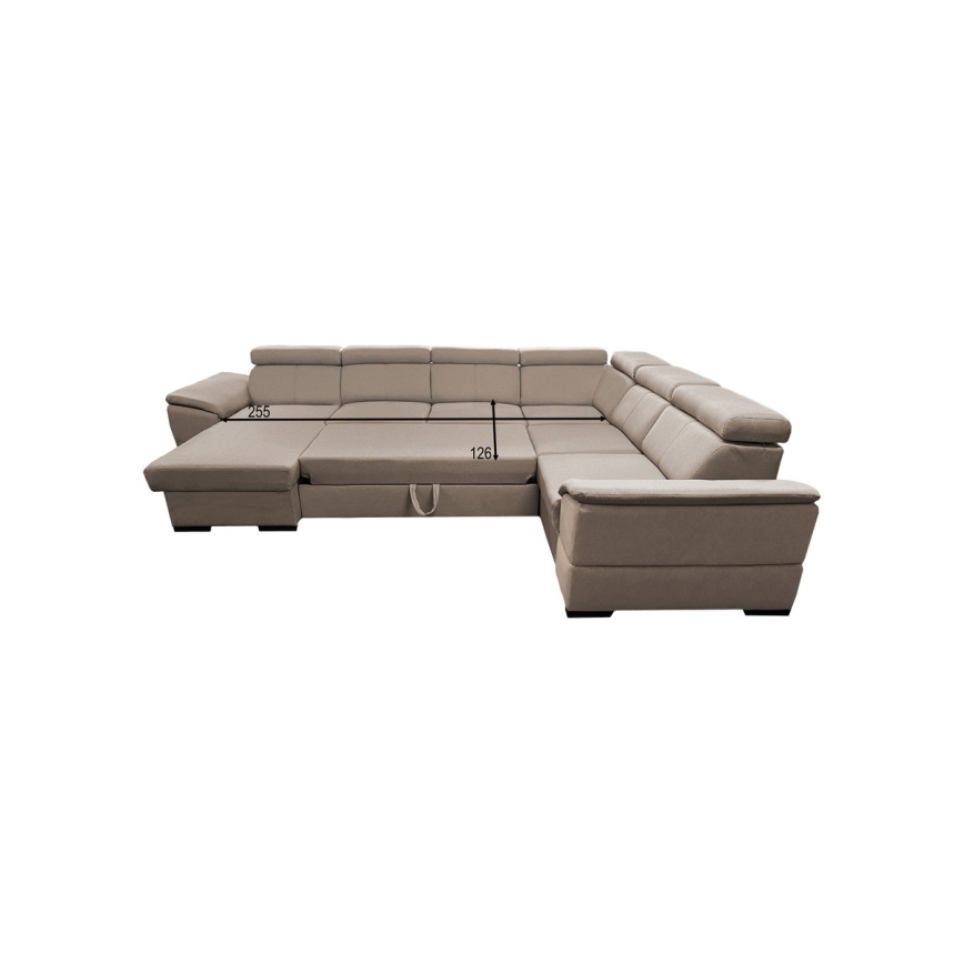 GRANADA Beige U-Shaped Convertible Sofa with Reversible Corner and Storage