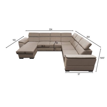 GRANADA Beige U-Shaped Convertible Sofa with Reversible Corner and Storage