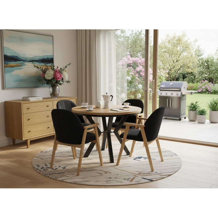 CONVI Extendable Dining Table 100/140 x 73 cm, Craft Oak/Black