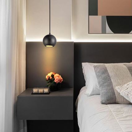 Cord-hung pendant light 1xGU10/10W/230V, Ø 11 cm, solid ash