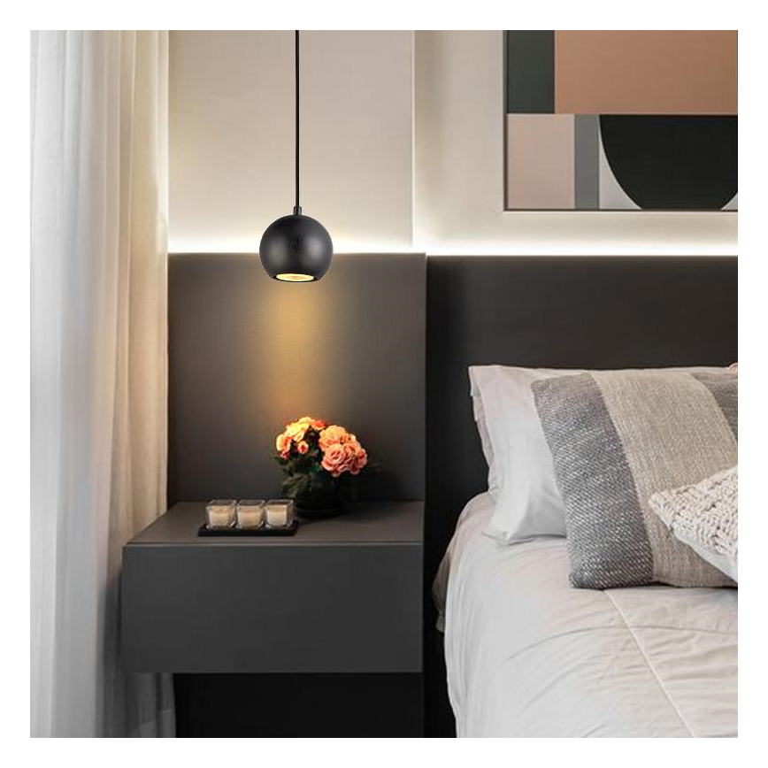 Cord-hung pendant light 1xGU10/10W/230V, Ø 11 cm, solid ash