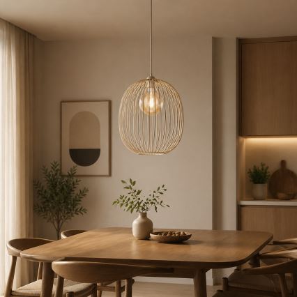 Cord pendant light DESTELLO 1xE27/15W/230V Ø33 cm beige
