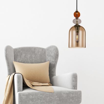 Cord pendant light TROPEA 1xE27/15W/230V black/smoked red/beige