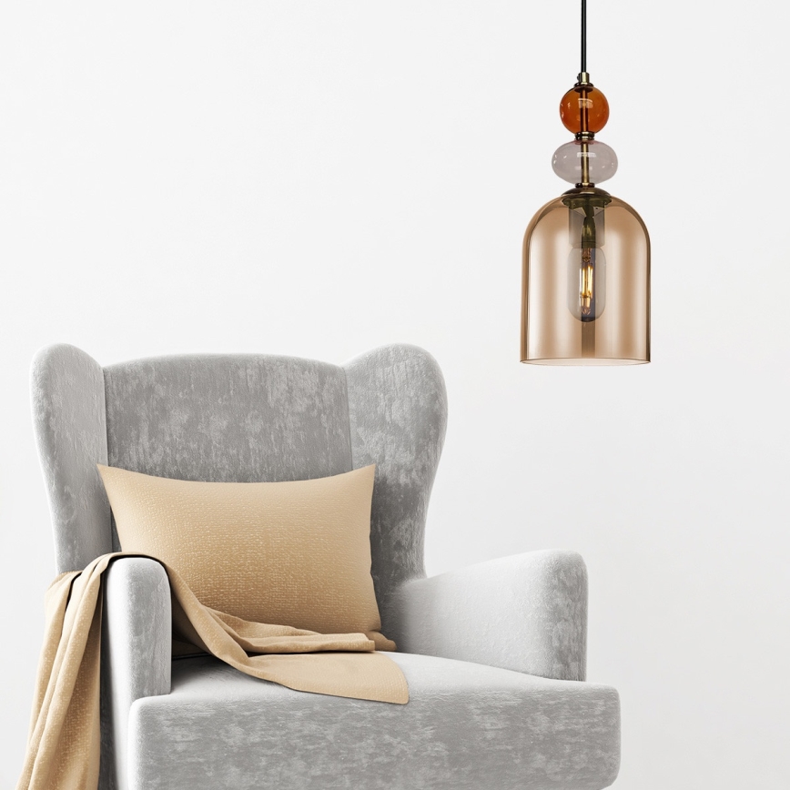 Cord pendant light TROPEA 1xE27/15W/230V black/smoked red/beige