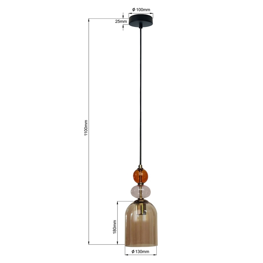 Cord pendant light TROPEA 1xE27/15W/230V black/smoked red/beige