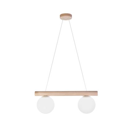 Corded pendant lamp WOODSTOCK 2xE27/15W/230V wood/cream