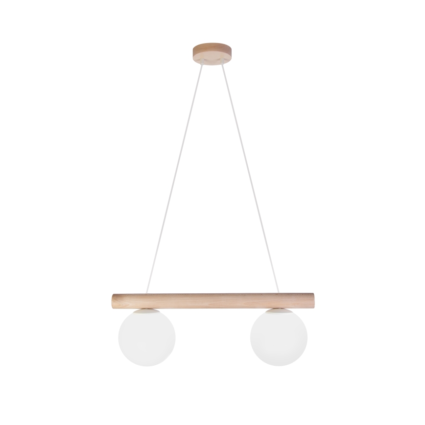 Corded pendant lamp WOODSTOCK 2xE27/15W/230V wood/cream