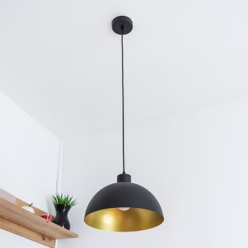 Corded pendant light VESPER 1xE27/15W/230 dia. 30 cm black/gold