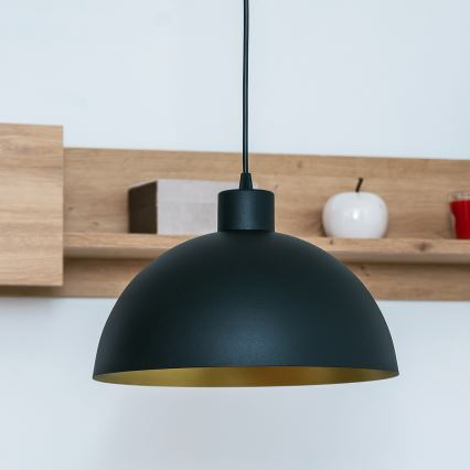 Corded pendant light VESPER 1xE27/15W/230 dia. 30 cm black/gold