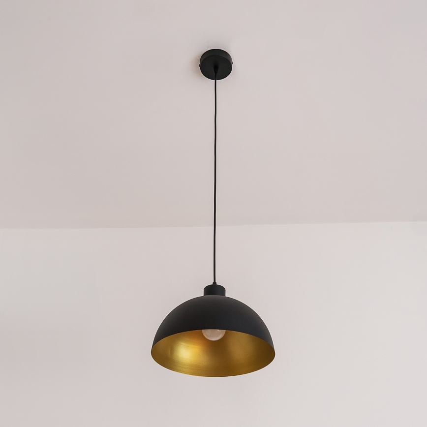 Corded pendant light VESPER 1xE27/15W/230 dia. 30 cm black/gold