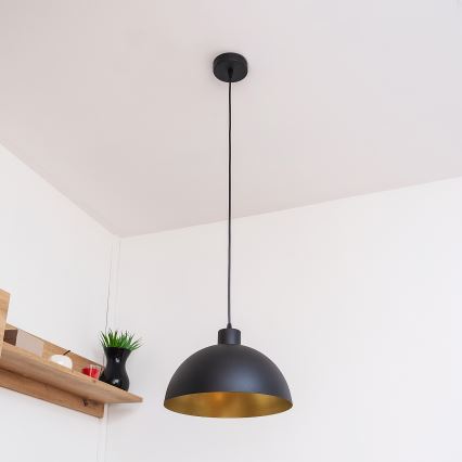 Corded pendant light VESPER 1xE27/15W/230 dia. 30 cm black/gold