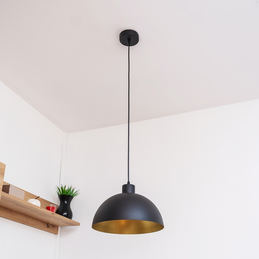 Corded pendant light VESPER 1xE27/15W/230 dia. 30 cm black/gold