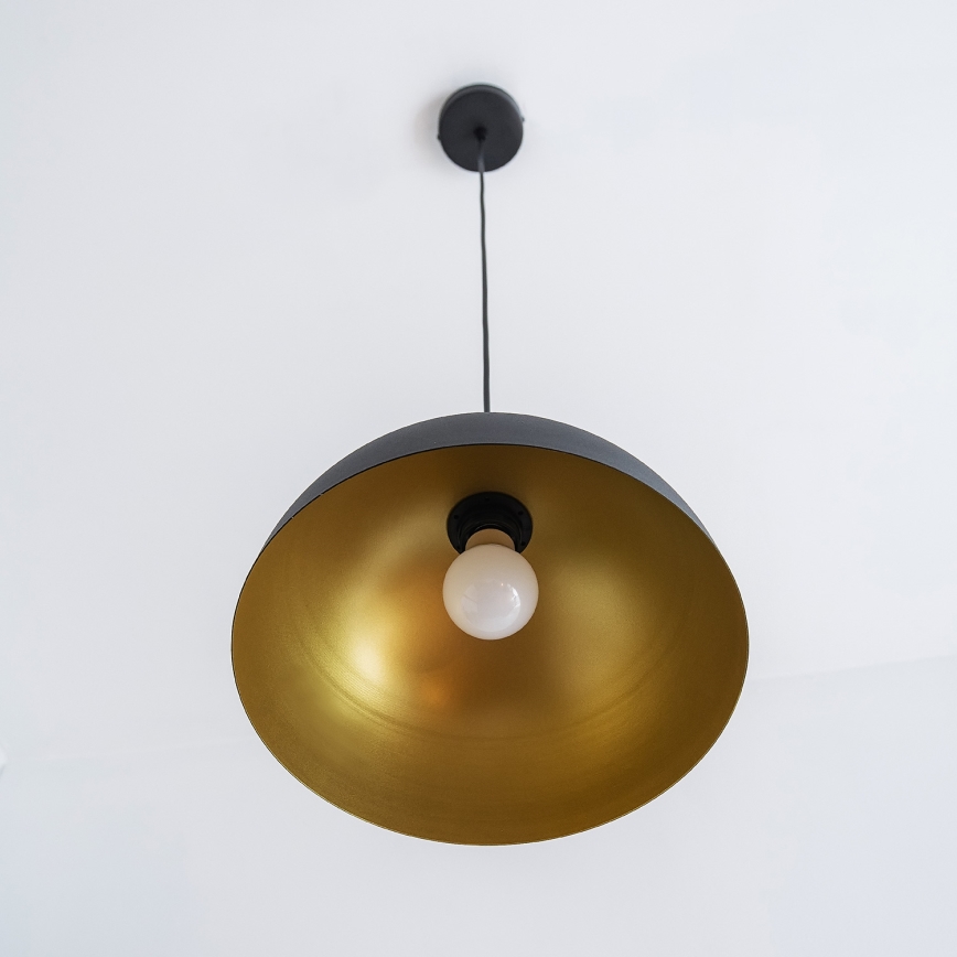 Corded pendant light VESPER 1xE27/15W/230 dia. 30 cm black/gold