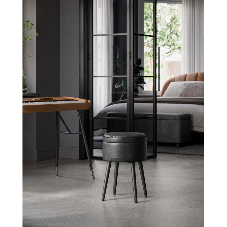 CORE Leather Ottoman, Black