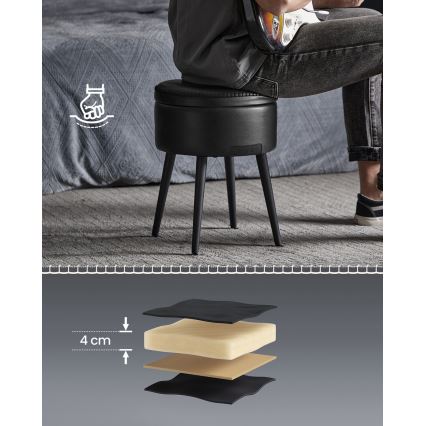 CORE Leather Ottoman, Black