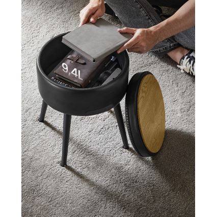 CORE Leather Ottoman, Black