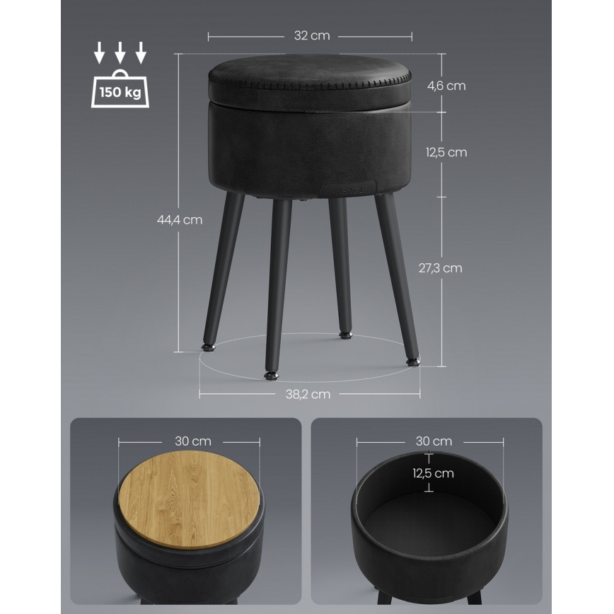 CORE Leather Ottoman, Black