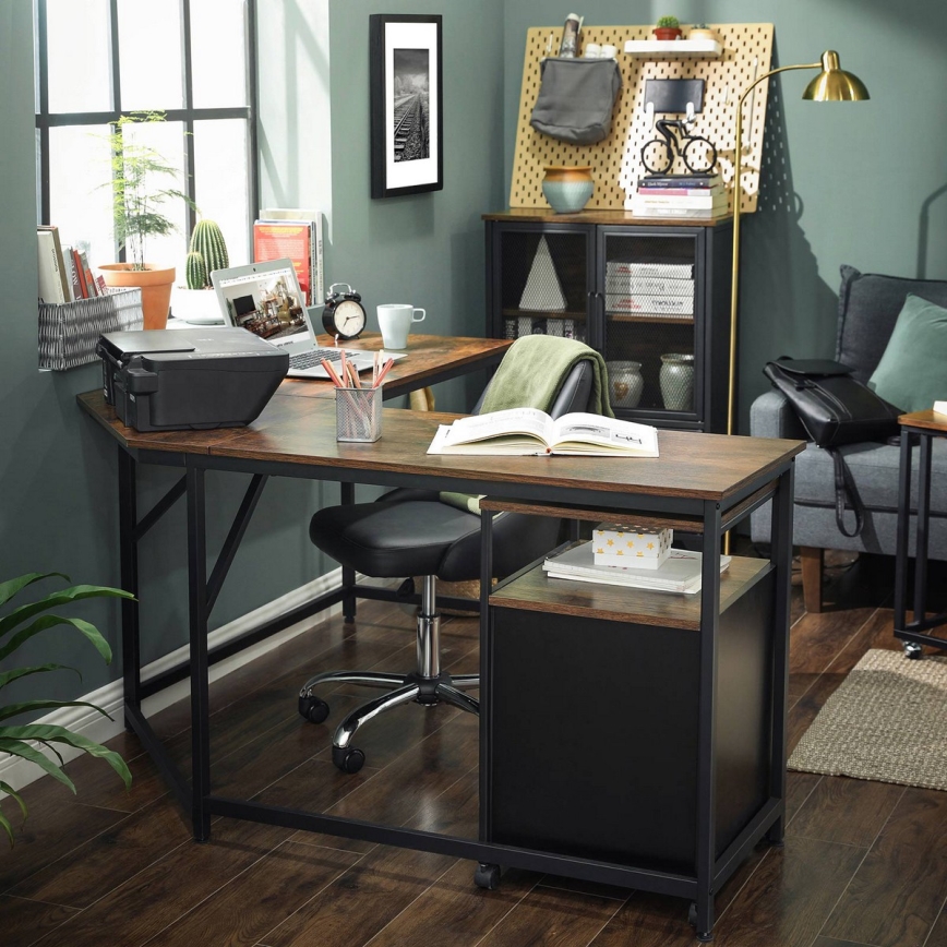 Corner desk SOLEA brown/black