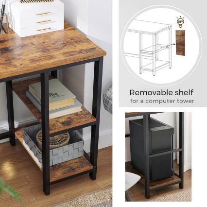 Corner desk SOLEA brown/black