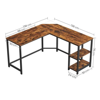 Corner desk SOLEA brown/black