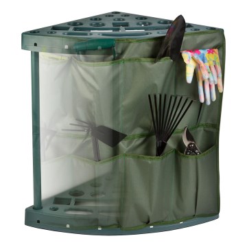 Corner garden tool rack 43x43x59 cm green