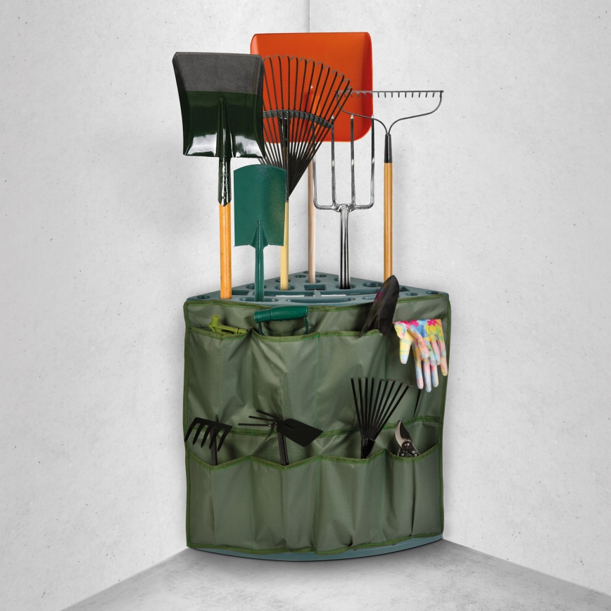 Corner garden tool rack 43x43x59 cm green