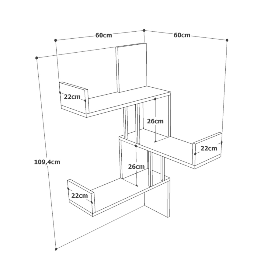 Corner wall shelf 109,4x60 cm pine atlantic