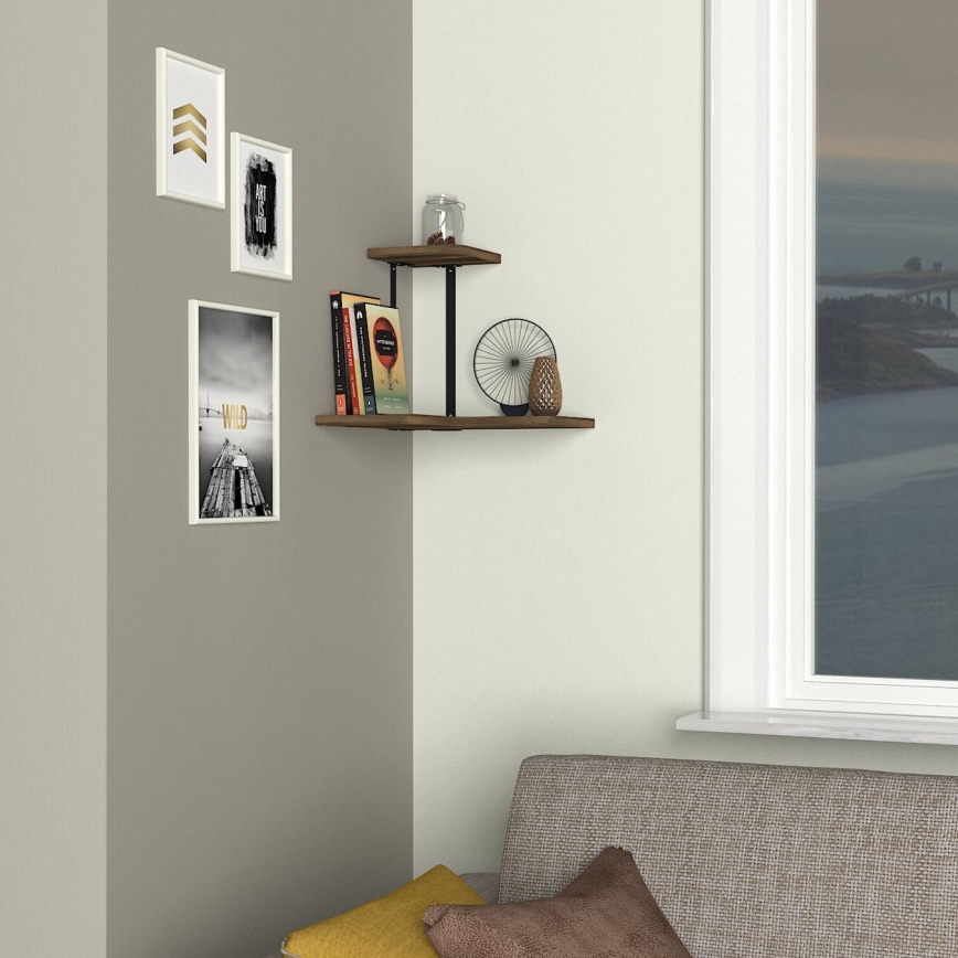 Corner wall shelf AGORA 33,8x38,5 cm brown