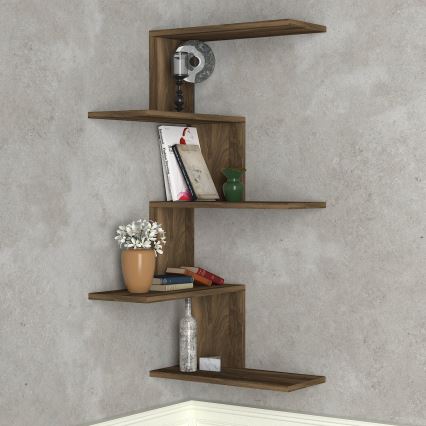 Corner wall shelf CANIKO 109x51,5 cm brown