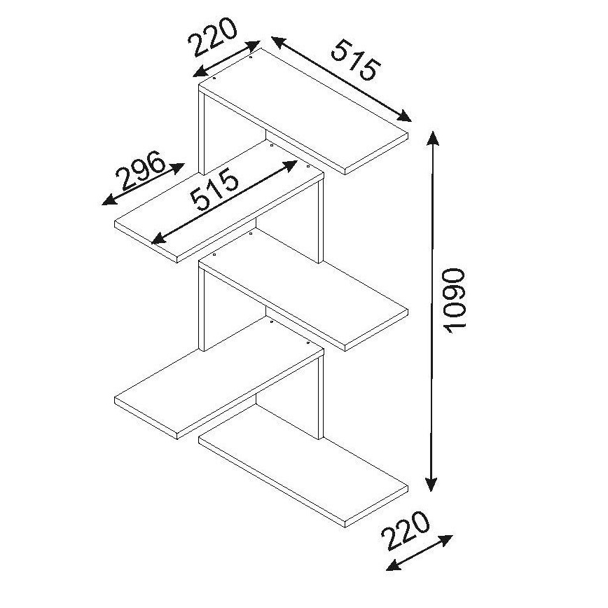 Corner wall shelf CANIKO 109x51,5 cm brown