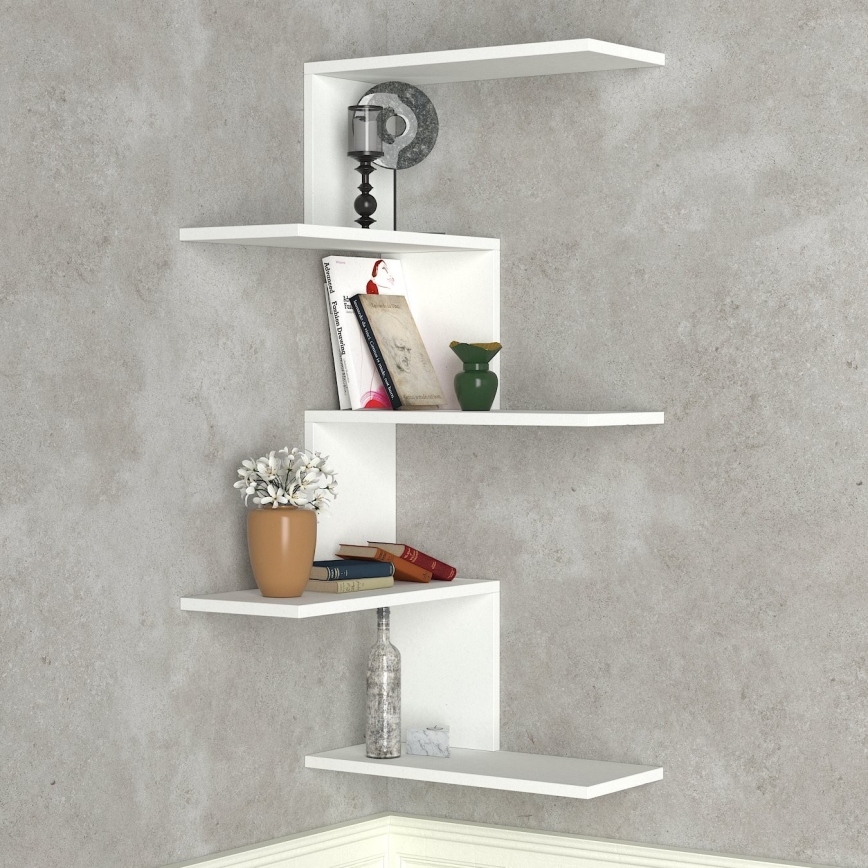 Corner wall shelf CANIKO 109x51,5 cm white