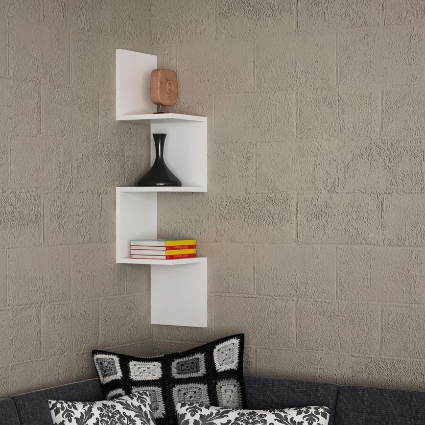 Corner wall shelf CORNER 105,4x25 cm white