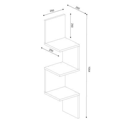 Corner wall shelf CORNER 105,4x25 cm white
