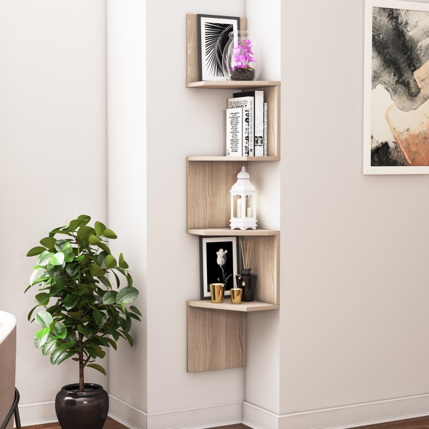 Corner wall shelf DESALDO 155,2x29,6 cm beige