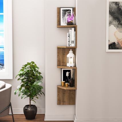 Corner wall shelf DESALDO 155,2x29,6 cm brown