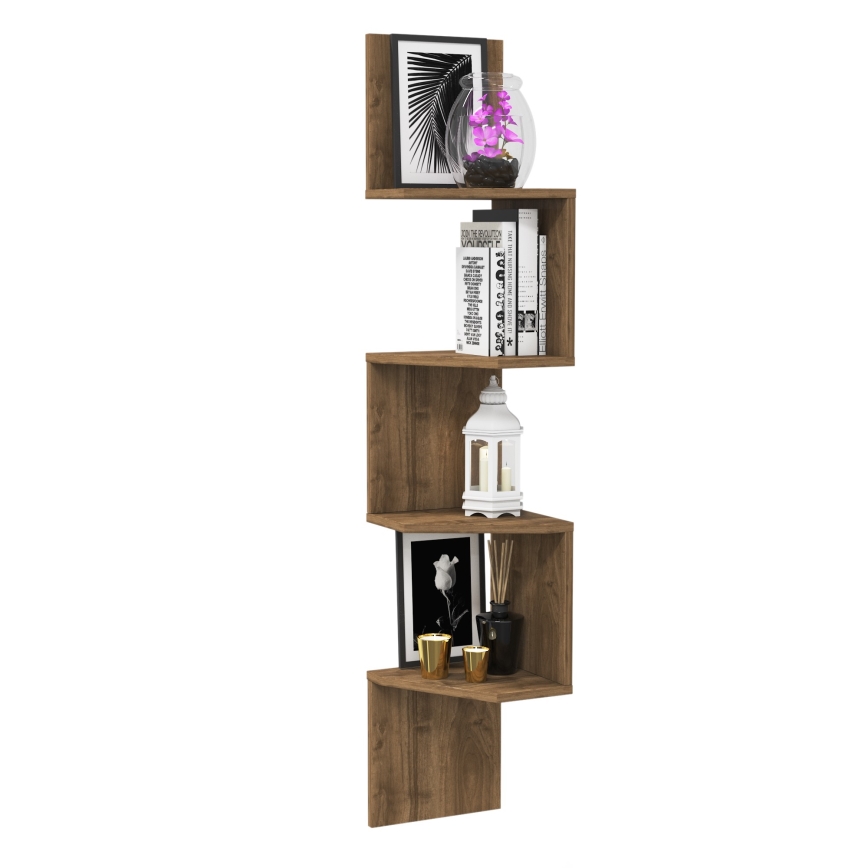 Corner wall shelf DESALDO 155,2x29,6 cm brown