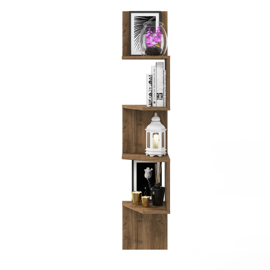 Corner wall shelf DESALDO 155,2x29,6 cm brown