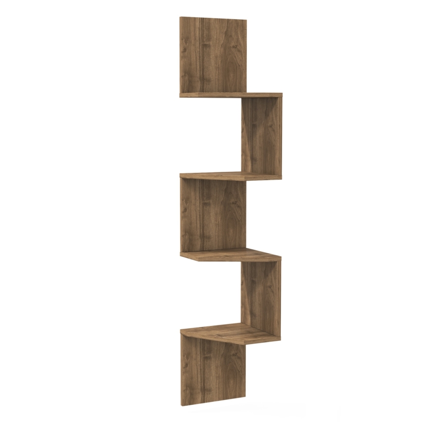 Corner wall shelf DESALDO 155,2x29,6 cm brown