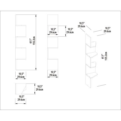Corner wall shelf DESALDO 155,2x29,6 cm brown