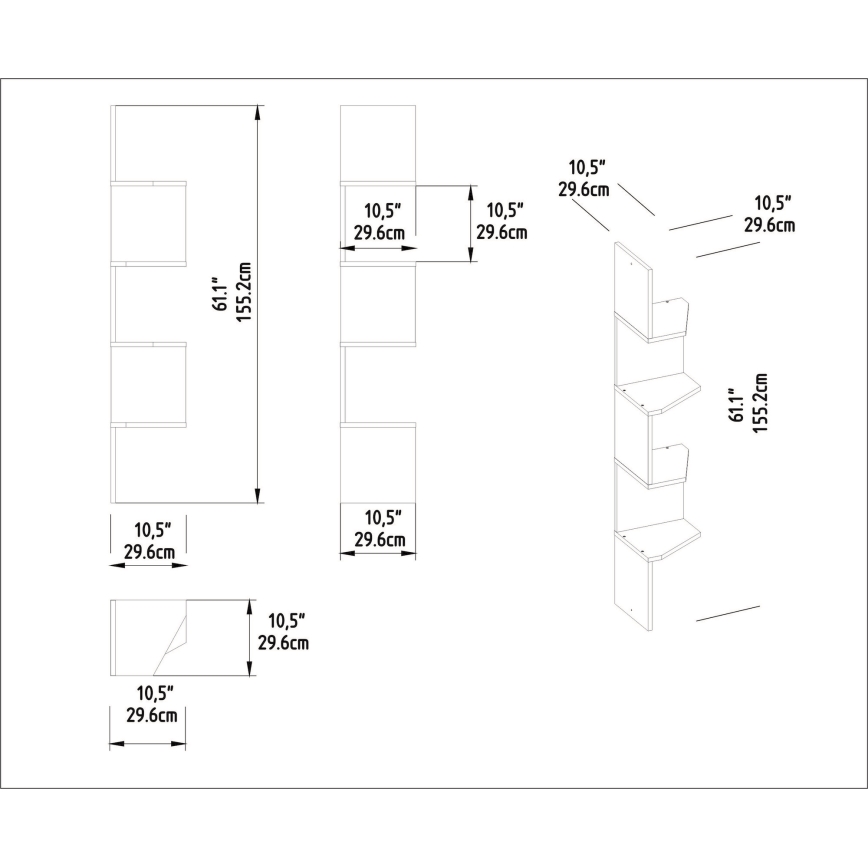 Corner wall shelf DESALDO 155,2x29,6 cm brown