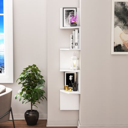 Corner wall shelf DESALDO 155,2x29,6 cm white