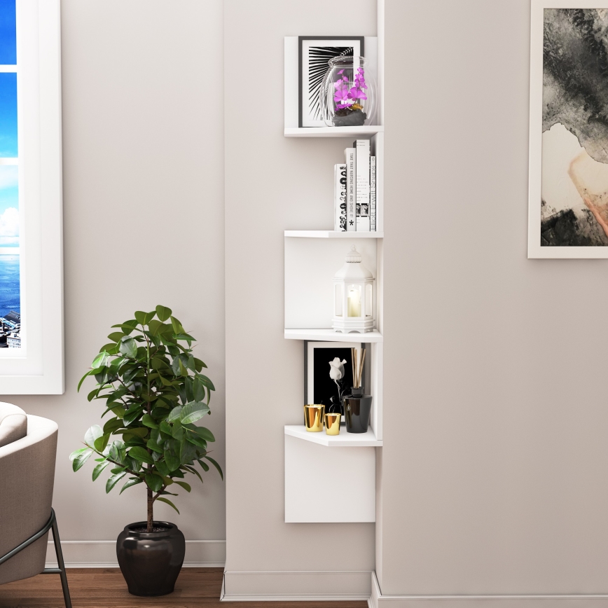 Corner wall shelf DESALDO 155,2x29,6 cm white