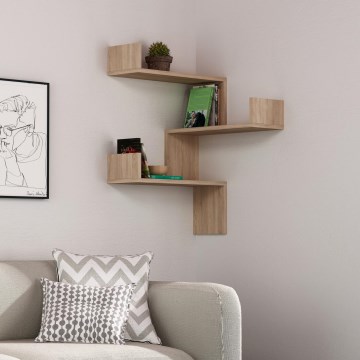 Corner wall shelf LUKSA 90x60 cm brown