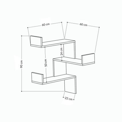 Corner wall shelf LUKSA 90x60 cm white