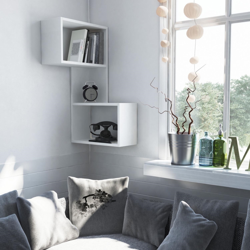 Corner wall shelf PART 85,5x47 cm white